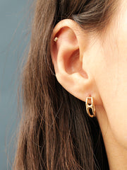 14K Gold Cutting H Hoop Earring