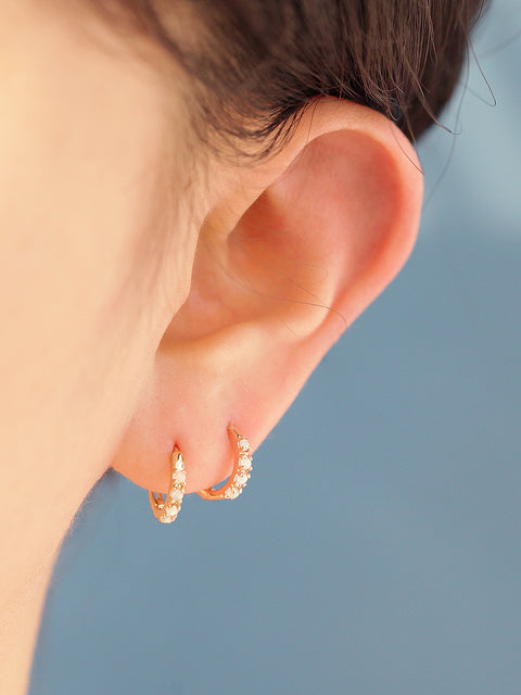 14K Gold Daily Opal Conch Hoop Earring