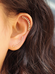 14K Gold Crown Cubic Long Curve Cartilage Earring 20G18G16G