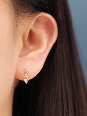14K Gold Leaf Drop Cartilage Earring 20G18G16G