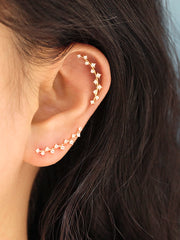 14K Gold Long Curve Cubic Cartilage Earring 20G18G16G