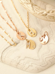 14K 18K Gold Coin Initial Necklace