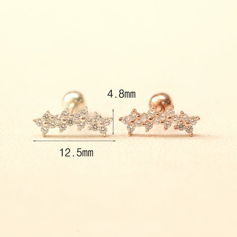 925 Silver Flower cartilage earring 16g