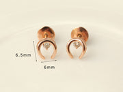 14K Gold Horse Hoof Cognac Diamond Earring