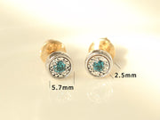 14K Gold White Blue Diamond Earring
